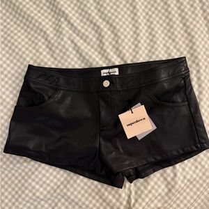 Superdown Black Gianna Faux Leather Shorts